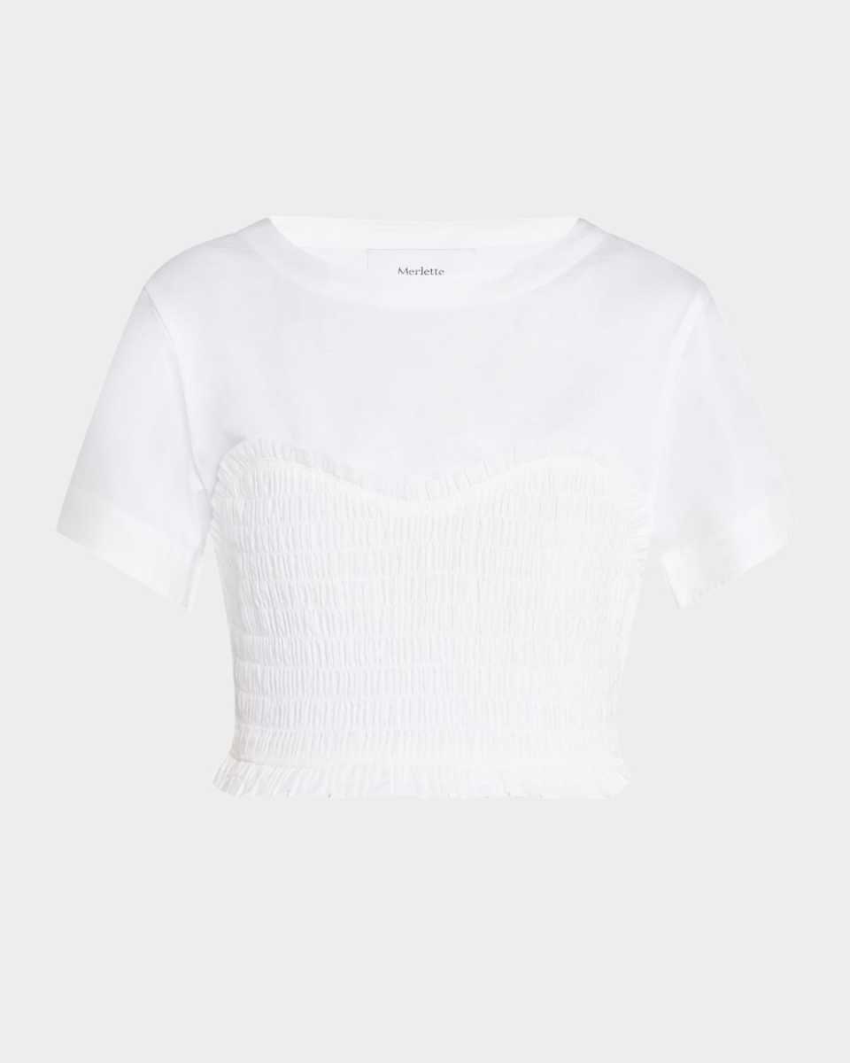 Shel Smocked Ruffle Cotton Top